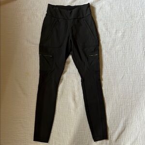 Athleta Sleek Dark Gray Leggings with Zipper Pocket